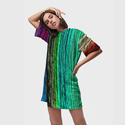 Футболка женская длинная Цветовая палитра, цвет: 3D-принт — фото 2