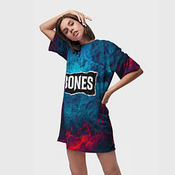 Футболка женская длинная Логотип Bones, цвет: 3D-принт — фото 2