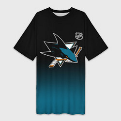 Женская длинная футболка Сан Хосе Шаркс - градиент