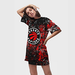 Футболка женская длинная Торонто Рэпторс - цветовой хаос, цвет: 3D-принт — фото 2