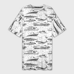 Футболка женская длинная Корюшка и водный транспорт, цвет: 3D-принт