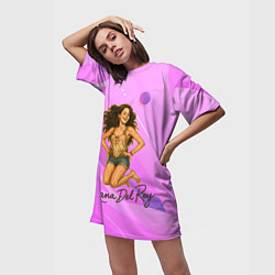 Футболка женская длинная Lana Del Rey прыгает, цвет: 3D-принт — фото 2