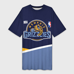 Футболка женская длинная Мемфис Гриззлис - линии, цвет: 3D-принт