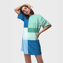 Футболка женская длинная Мятное небо колор-блок, цвет: 3D-принт — фото 2