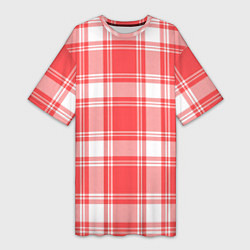 Футболка женская длинная Checked red white, цвет: 3D-принт
