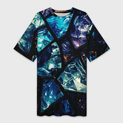Футболка женская длинная Текстура драгоценных камней, цвет: 3D-принт