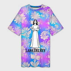 Футболка женская длинная Lana Del Rey нарисованная черными линиями, цвет: 3D-принт