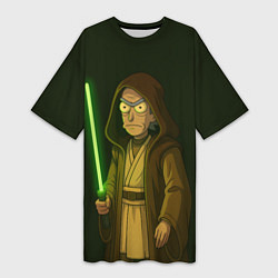 Футболка женская длинная Рик - магистр-джедай, цвет: 3D-принт