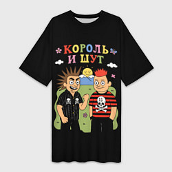 Футболка женская длинная Король и Шут, мультяшный стиль, цвет: 3D-принт