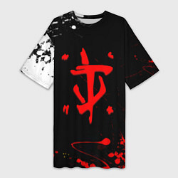 Футболка женская длинная Doom краски всплеск, цвет: 3D-принт