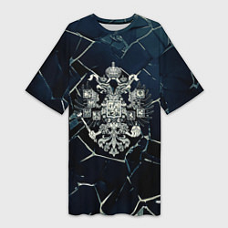 Футболка женская длинная Герб Российской империи абстрактный фон, цвет: 3D-принт