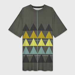 Футболка женская длинная Абстрактный лес, геометрический с однотоном, цвет: 3D-принт