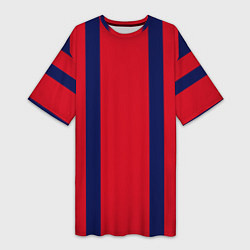 Женская длинная футболка Color black red stripes