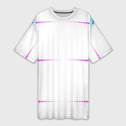 Футболка женская длинная Color white blue pink stripes, цвет: 3D-принт