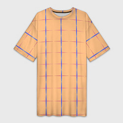 Женская длинная футболка Color beige blue cross