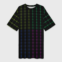 Футболка женская длинная Color black multicolored stripes, цвет: 3D-принт