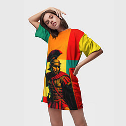 Футболка женская длинная Римский легионер поп-арт, цвет: 3D-принт — фото 2