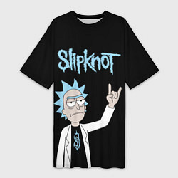 Футболка женская длинная Slipknot и Рик Санчес из Рик и Морти, цвет: 3D-принт