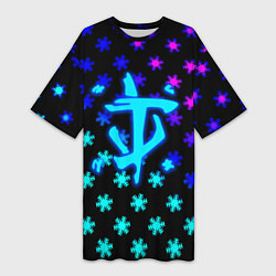 Женская длинная футболка Doom winter neon