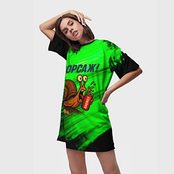 Футболка женская длинная Бешеная улитка с энергетиком - форсаж, цвет: 3D-принт — фото 2