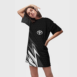 Футболка женская длинная Toyota - монохром, цвет: 3D-принт — фото 2