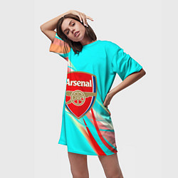 Футболка женская длинная Arsenal stripes, цвет: 3D-принт — фото 2