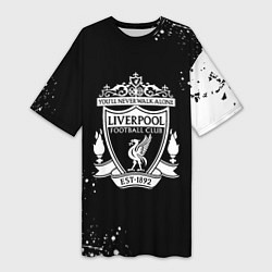 Футболка женская длинная Liverpool белые краски текстура, цвет: 3D-принт