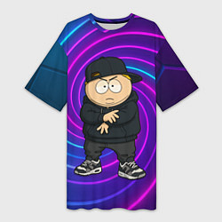 Футболка женская длинная Эрик Картман в кроссовках, цвет: 3D-принт
