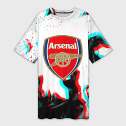 Футболка женская длинная Arsenal огонь глитч, цвет: 3D-принт