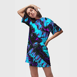 Футболка женская длинная Пламя, цвет: 3D-принт — фото 2