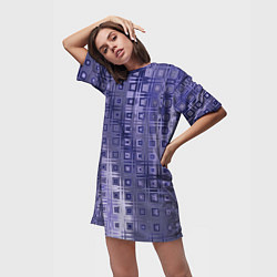 Футболка женская длинная Геометрический градиент фиолетовый, цвет: 3D-принт — фото 2