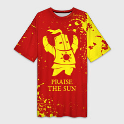 Футболка женская длинная Praise the sun - dark souls, цвет: 3D-принт
