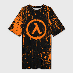 Футболка женская длинная Халф лайф - подтеки, цвет: 3D-принт