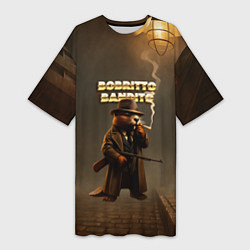 Футболка женская длинная Bobritto Bandito мем, цвет: 3D-принт