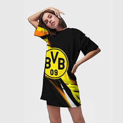 Футболка женская длинная Borussia спортивная геометрия, цвет: 3D-принт — фото 2