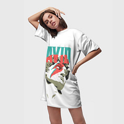 Футболка женская длинная David Bowie статуя Давида, цвет: 3D-принт — фото 2