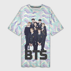 Футболка женская длинная BTS совместное фото, цвет: 3D-принт