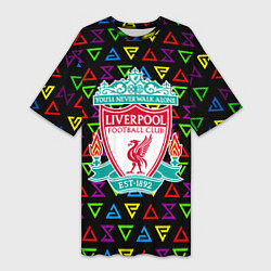 Футболка женская длинная Liverpool pattern neon, цвет: 3D-принт