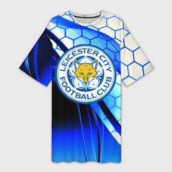 Футболка женская длинная Лестер сити броня соты, цвет: 3D-принт