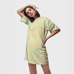 Футболка женская длинная Color beige turquoise, цвет: 3D-принт — фото 2