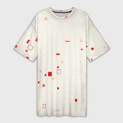 Футболка женская длинная Color white red shapes, цвет: 3D-принт