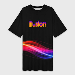 Футболка женская длинная Illusion, цвет: 3D-принт