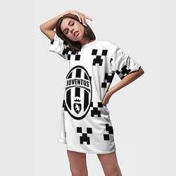 Футболка женская длинная Juventus x minecraft pattern, цвет: 3D-принт — фото 2