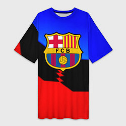 Футболка женская длинная Barcelona спортивная геометрия, цвет: 3D-принт