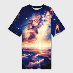 Футболка женская длинная Фантастический рассвет, цвет: 3D-принт