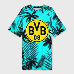 Футболка женская длинная Borussia неоновые тропики гта, цвет: 3D-принт