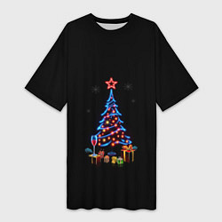 Футболка женская длинная New year, цвет: 3D-принт