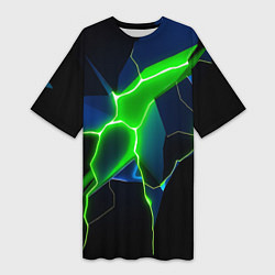 Футболка женская длинная Neon green glow, цвет: 3D-принт