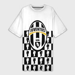 Футболка женская длинная Juventus болельщики паттерн, цвет: 3D-принт
