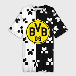 Футболка женская длинная Borussia pattern minecraft, цвет: 3D-принт